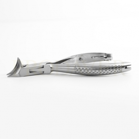 These pliers have two curved half-moon blades with a tip on each side. funeral instruments