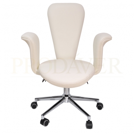 Office Chair, Desk Computer Chair, Ergonomic Home Office Chair, Tilt Function, Height Adjustable, Padded Armrests, PU Surface, Cream colour