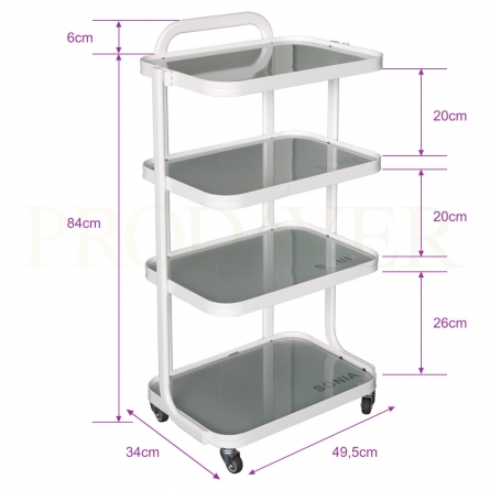 Cart trolley with Wheels, Rolling Serving Cart, Acrylic Cart with  Glass, Kitchen Serving Cart End Table, 4 shelves