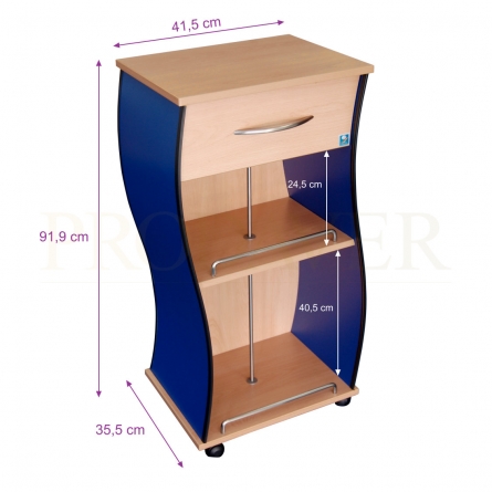 Wood Storage Rolling Cart, Solid Wood 1 Tier, 2 shelfs, 4 Wheels, Multifunctional